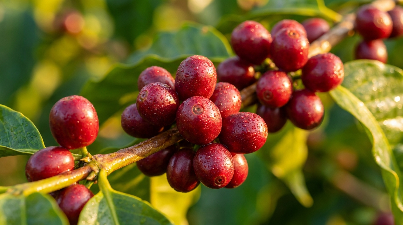 Whole coffee fruit (coffee cherries) — the source of ycofy’s antioxidants.